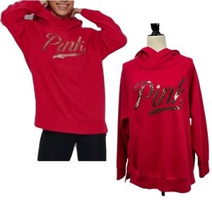 Victoria's Secret PINK Red Sequin hoodie Size M